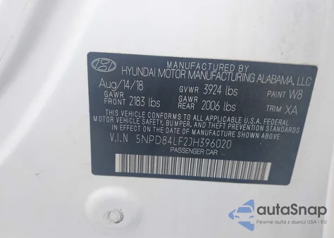 2018 Hyundai Elantra Value Edition from USA, damaged, VIN 5NPD84LF2JH396020